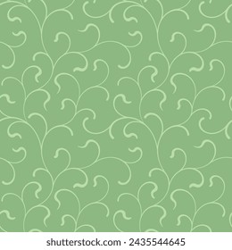 Patrón sin fisuras con remolinos sobre un fondo verde. Textura para impresión de primavera, papel pintado, decoración del hogar, textil, diseño de paquete o invitación