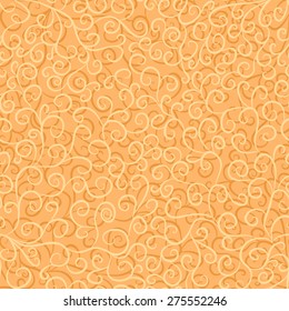 Seamless pattern with swirls on orange background