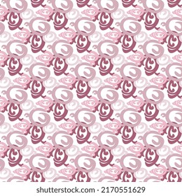 Seamless pattern with swirls in pink pastel colors. Hand drawn vector illustration. Stylish design, clockwork wallpaper, printing.