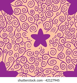 seamless pattern with swirls and stars