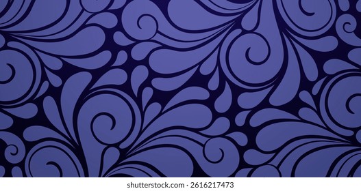 Seamless pattern with swirls in violet colors dark blue backgrounds for wallpaper in the style of baroque seamless, Fashionable modern wallpaper or textile, book cover printing paper material