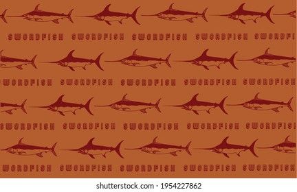 Seamless Pattern. Swordfish..Seafood Background. Swordfish Pattern..