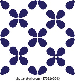 Seamless pattern symbol in blue floral background, flower ornament. Blue ceramics design, simple decoration art, tile pattern, textile seamless vector.