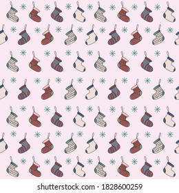 Seamless pattern with symbol of christmas elements. for wrapping paper, decoration, greeting card or fabric. 
