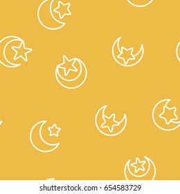 Seamless pattern with symbol of islam crescent moon with star for your design