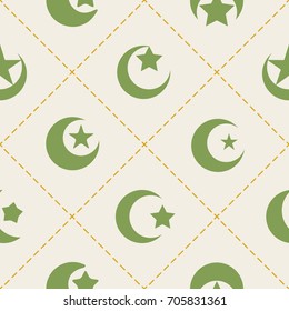 Seamless pattern with symbol of islam crescent moon 