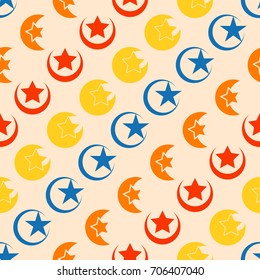 Seamless pattern with symbol of islam crescent moon for your design