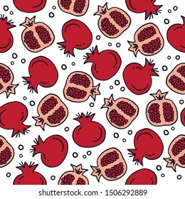 Seamless pattern with symbol of Jewish holiday Rosh Hashanah, New Year. Shana tova vector illustration. Doodle style.