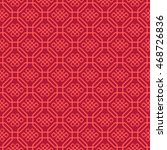 Seamless Pattern of Symbol of Knot of Eternity inside Lattice of Chinese Style.