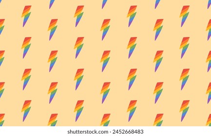 Seamless pattern with Symbol of LGBTQ pride community. LGBT rainbow lightning. Power sign. LGBT pride month. Vector illustration
