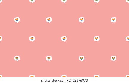 Seamless pattern with Symbol of LGBTQ pride community. Like notification sign. Rainbow heart. LGBT pride month. Vector illustration