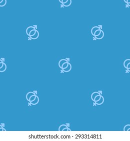 Seamless pattern with the symbol of sex, men and women in blue