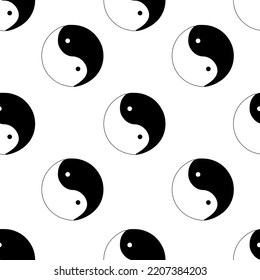 A seamless pattern with a symbol of two opposites according to Chinese philosophy. Background with yin-yang symbols.