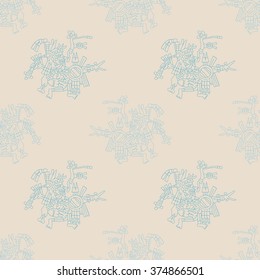 Seamless pattern with symbols from Aztec codices for your design 