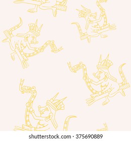 Seamless pattern with symbols from Aztec codices for your design
