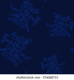 Seamless pattern with symbols from Aztec codices for your design