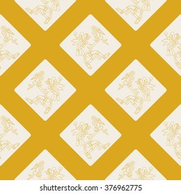 Seamless pattern with symbols from Aztec codices for your design