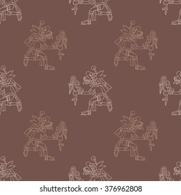 Seamless pattern with symbols from Aztec codices for your design