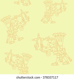 Seamless pattern with symbols from Aztec codices for your design
 