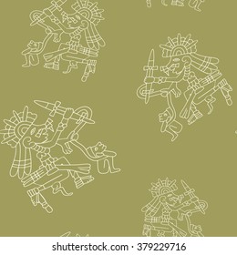 Seamless pattern with symbols from Aztec codices for your design