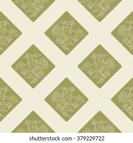 Seamless pattern with symbols from Aztec codices for your design