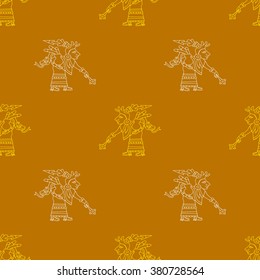 Seamless pattern with symbols from Aztec codices for your design