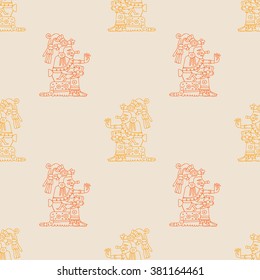Seamless pattern with symbols from Aztec codices for your design