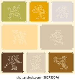 Seamless pattern with symbols from Aztec codices for your design