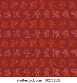 Seamless pattern with symbols from Aztec codices for your design