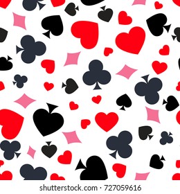 Seamless pattern from the symbols of a deck of cards. Background for poker and casino.