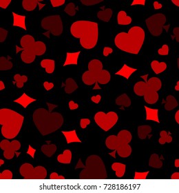 Seamless pattern from the symbols of a deck of cards. Background for poker and casino.
