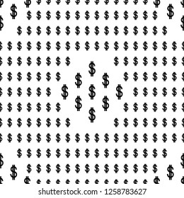 Seamless pattern of the symbols of dollar currency. Vector illustration. Pattern for trendy fabric, wallpapers.