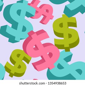 Seamless pattern of the symbols of dollar currency.