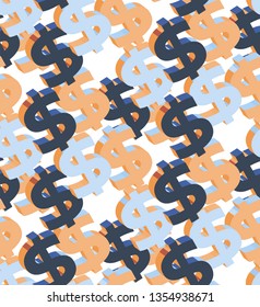 Seamless pattern of the symbols of dollar currency.