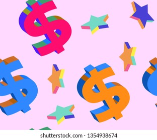Seamless pattern of the symbols of dollar currency.