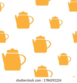 Seamless pattern of the symbols of the kettle , the teapot . Hand-drawn background