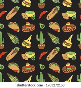 seamless pattern with symbols of mexico