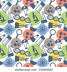 seamless pattern with symbols of science and medicine in a flat style