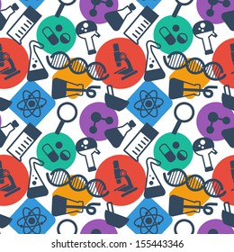 seamless pattern with symbols of science and medicine in a flat style