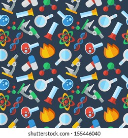 seamless pattern with symbols of science and medicine in a flat style