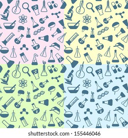 seamless pattern with symbols of science and medicine in a flat style