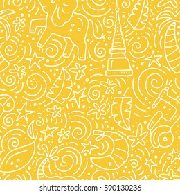 Seamless pattern with symbols of Thailand. Great texture for travel design.