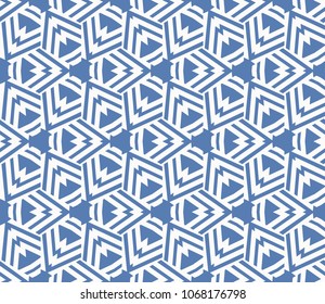 Seamless pattern with symmetric geometric ornament. Ornamental mosaic texture. Abstract background. Vector illustration.