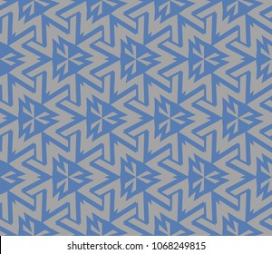 Seamless pattern with symmetric geometric ornament. Ornamental mosaic texture. Abstract background. Vector illustration.