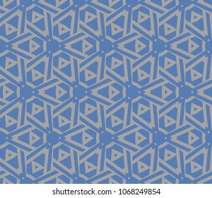 Seamless pattern with symmetric geometric ornament. Ornamental mosaic texture. Abstract background. Vector illustration.