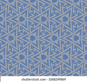 Seamless pattern with symmetric geometric ornament. Ornamental mosaic texture. Abstract background. Vector illustration.