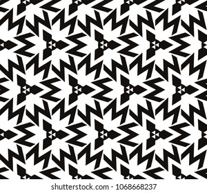 Seamless pattern with symmetric geometric ornament. Ornamental mosaic texture. Abstract background. Vector illustration.