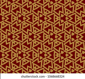 Seamless pattern with symmetric geometric ornament. Ornamental mosaic texture. Abstract background. Vector illustration.