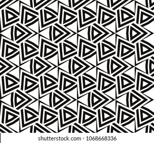 Seamless pattern with symmetric geometric ornament. Ornamental mosaic texture. Abstract background. Vector illustration.