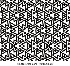 Seamless pattern with symmetric geometric ornament. Ornamental mosaic texture. Abstract background. Vector illustration.